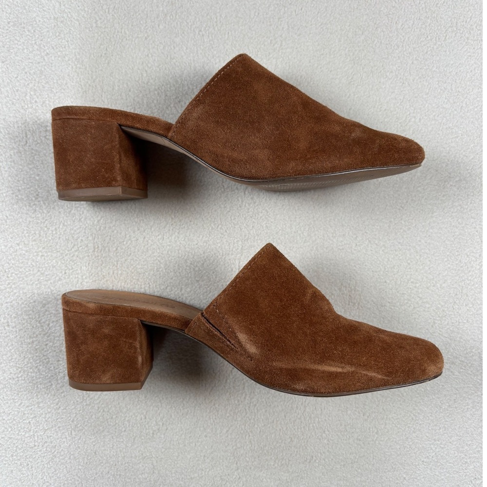 Madewell Brown Suede Block Heel Mules Women Shoes Size 8.5 - Picture 2 of 7